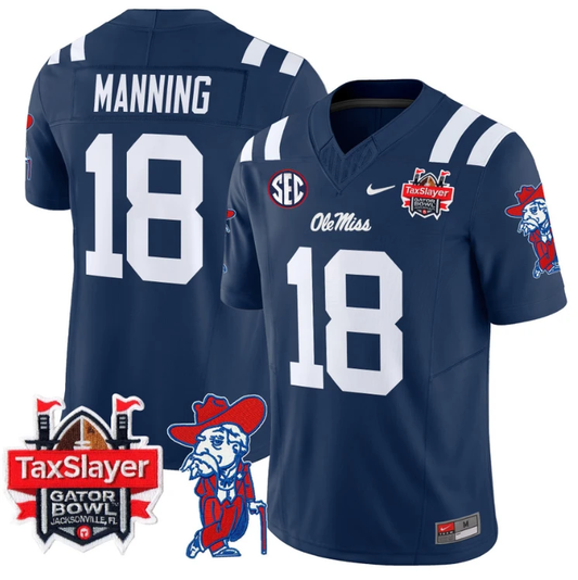 Archie Manning Jersey #18 Ole Miss Rebels 2025 Gator Bowl Patch Navy by My Store