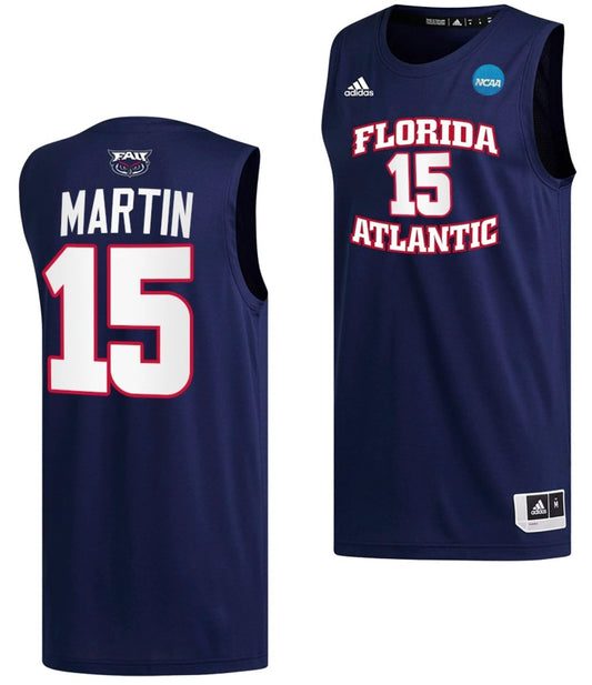 Alijah Martin Jersey FAU Owls College Basketball 2023 NCAA March Madness Navy #15 by My store basketball