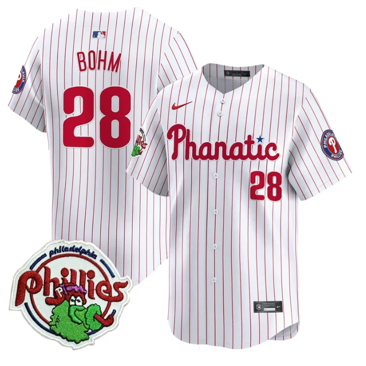 Alec Bohm Jersey #28 Phillies Phanatic Patch Vapor Premier Limited Stitched White by My Store