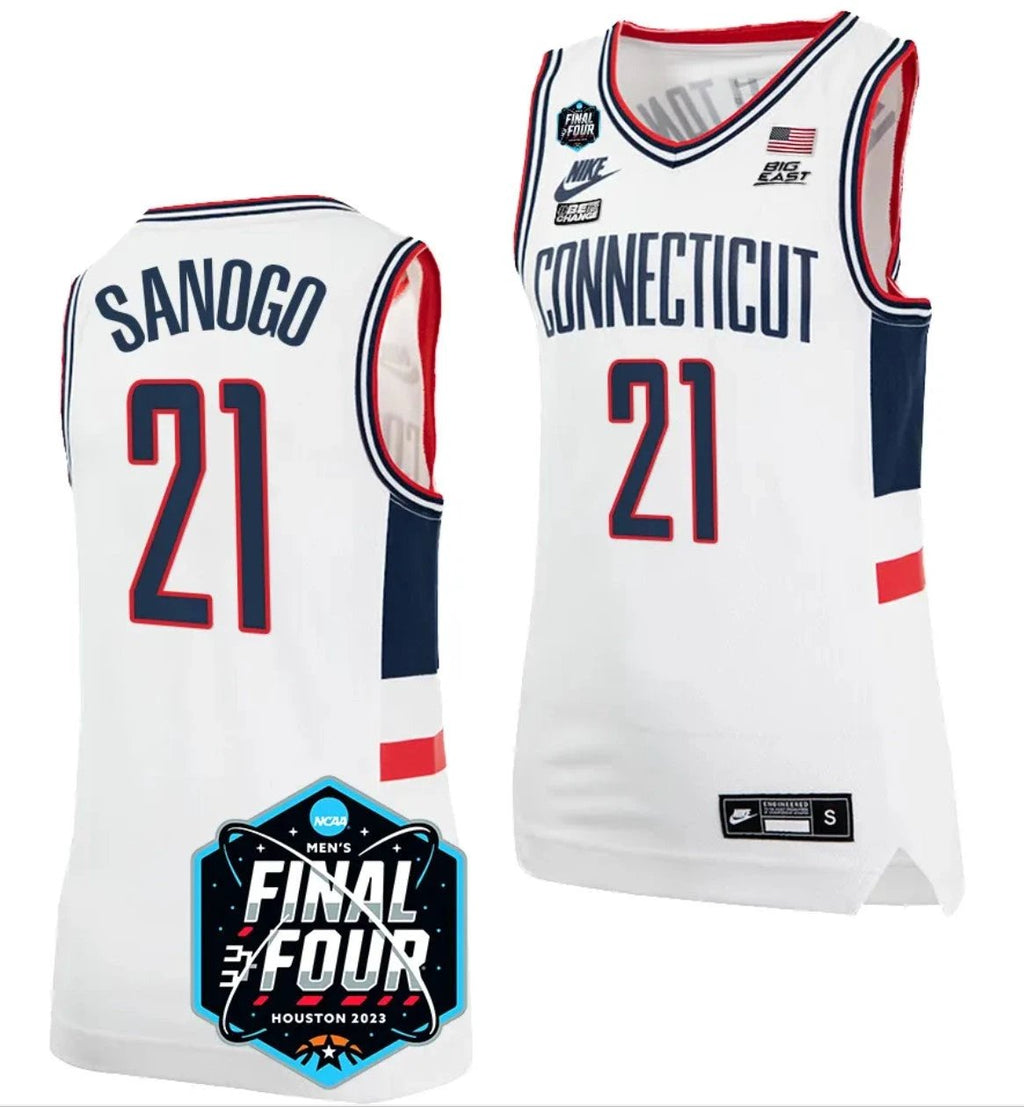 Adama Sanogo Jersey UConn Huskies 2023 NCAA National Championship March Madness White #21 by My store basketball