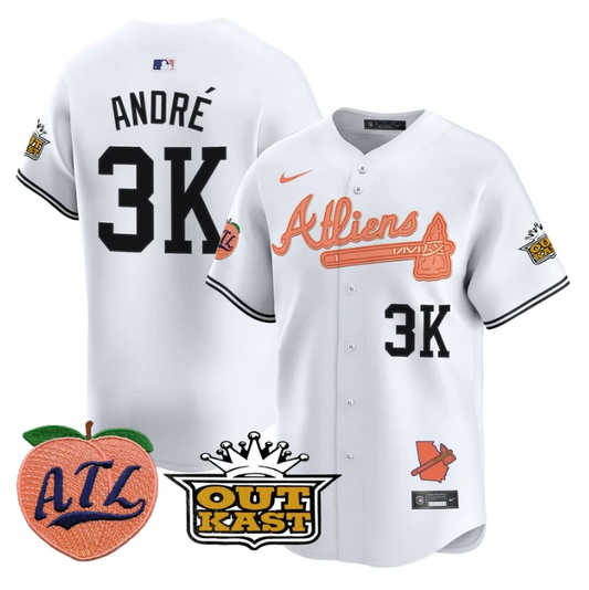 André Jersey #3K Atlanta Braves Atliens Peach Vapor Premier Limited Stitched White by My Store