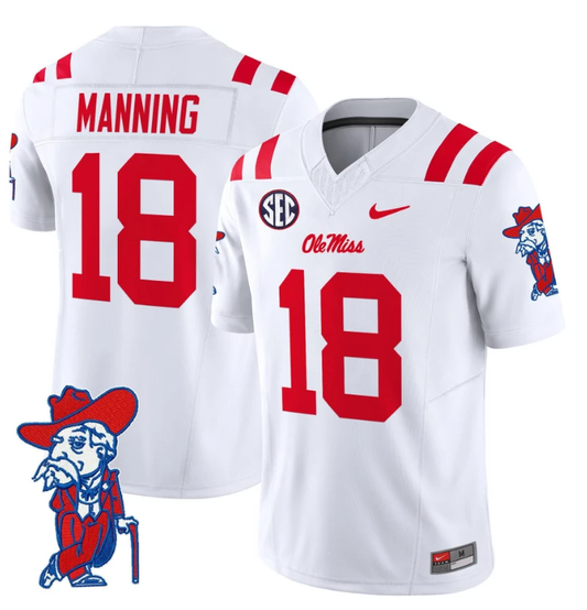 Archie Manning Jersey #18 Ole Miss Rebels Vapor Limited College Football Stitched White by My Store