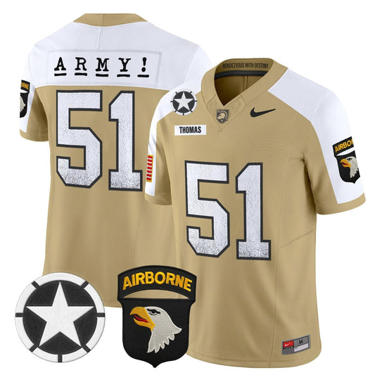Andon Thomas Jersey #51 Army Black Knights 2025 Screaming Eagles Stitched Tan Alter by My Store NCAA Football Jerseys