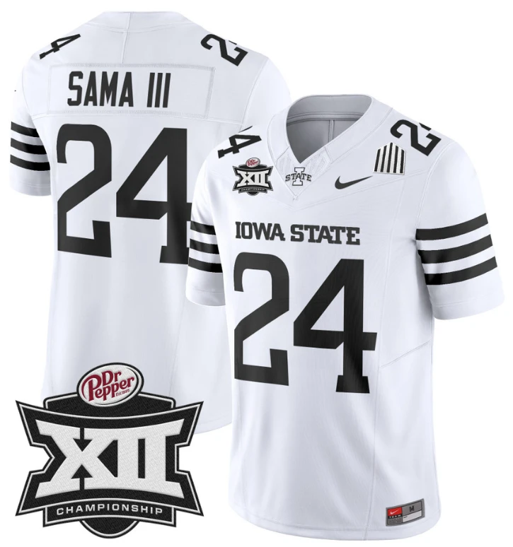 Abu Sama III Jersey #24 Iowa State 2024 Championship Patch Vapor White Limited by My Store