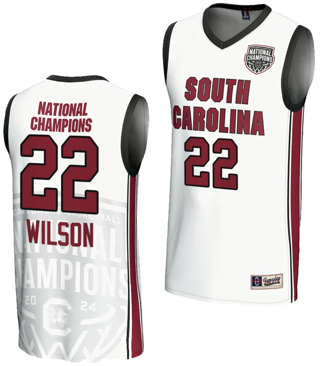 A'ja Wilson Jersey #22 South Carolina Gamecocks 2024 NCAA Basketball National Champions White by My store basketball