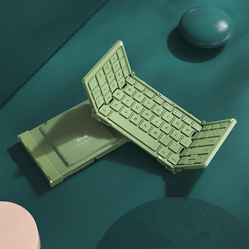 Foldable Rechargeable Wireless Keyboard with Leather Case, for Android Windows iOS Tablet & Laptop by BowLift