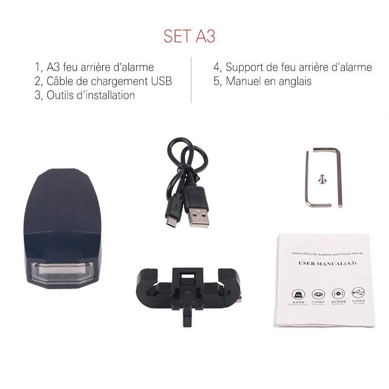 Intelligent sound and light alarm rear for bicycle by Bowlift