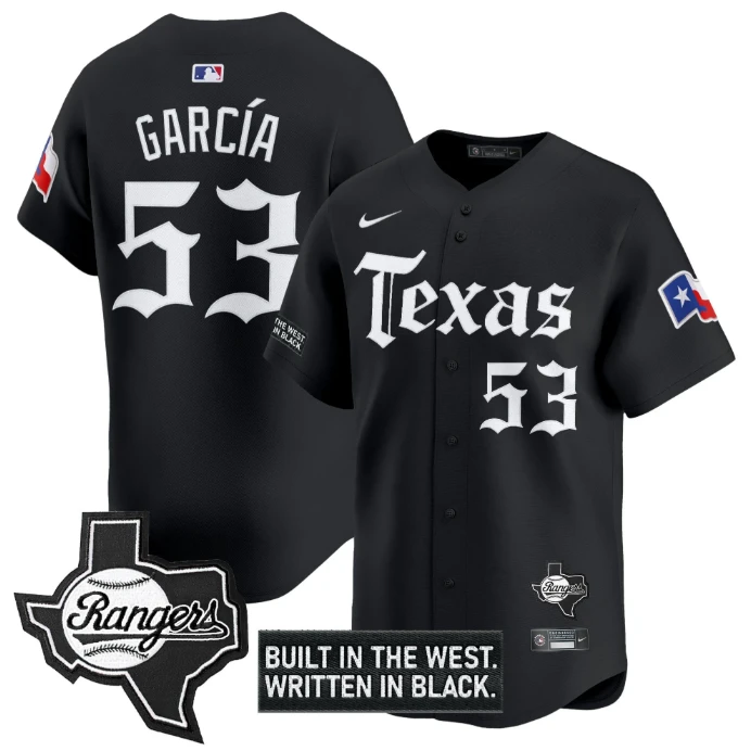Adolis Garcia Jersey #53 Texas Rangers Gothic Frontier Edition Vapor Limited Stitched Black by My Store