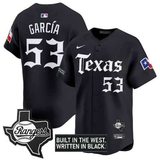 Adolis Garcia Jersey #53 Texas Rangers Gothic Frontier Edition Vapor Limited Stitched Black by My Store