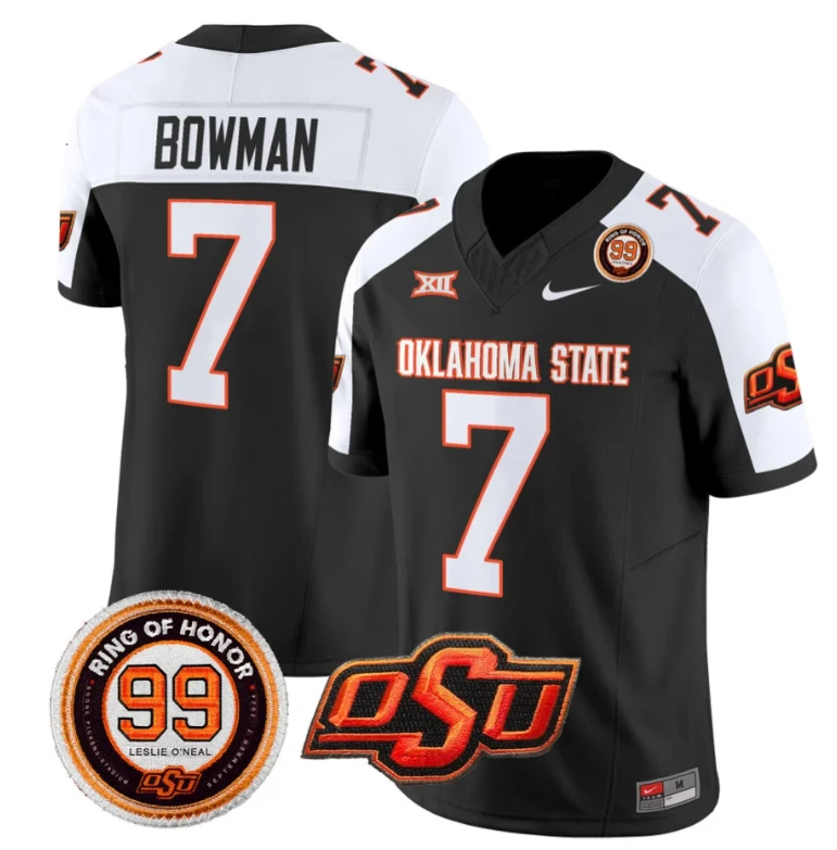 Alan Bowman Jersey #7 Oklahoma State Cowboys Leslie O'neal Patch Vapor Limited College Football Stitched Black Alternate by My Store