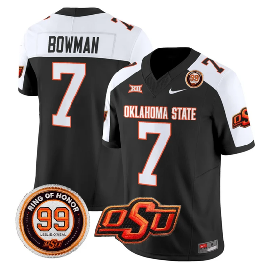Alan Bowman Jersey #7 Oklahoma State Cowboys Leslie O'neal Patch Vapor Limited College Football Stitched Black Alternate by My Store