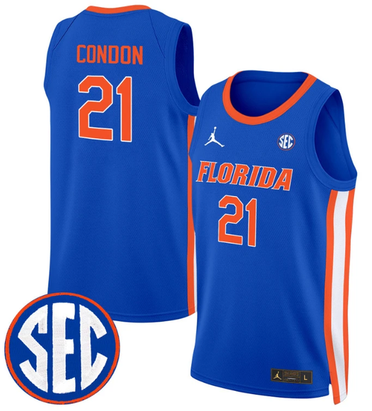 Alex Condon Jersey #21 Florida Gators Swingman Basketball Stitched Royal by My store basketball