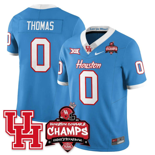 Amare Thomas Jersey #0 Houston Cougar 2025 Texas Bowl Champions Stitched Blue by NCAA Football Jersey