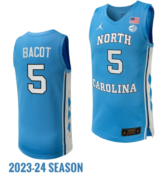 Armando Bacot Jersey #5 North Carolina Tar Heels Replica College Basketball 2023-24 Blue by My store basketball