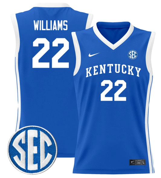 Amari Williams Jersey #22 Kentucky Wildcats Lightweight Basketball Royal by My store basketball