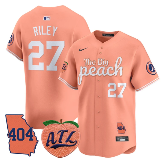 Austin Riley Jersey #27 Atlanta Braves 404 & The Big Peach Premier Limited Stitched Peach by My Store
