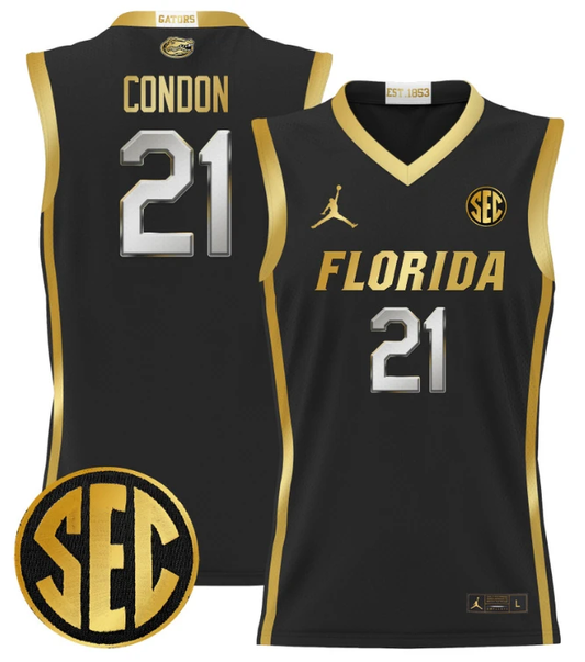 Alex Condon Jersey #21 Florida Gators 2024 Lightweight Basketball Black Gold by My store basketball