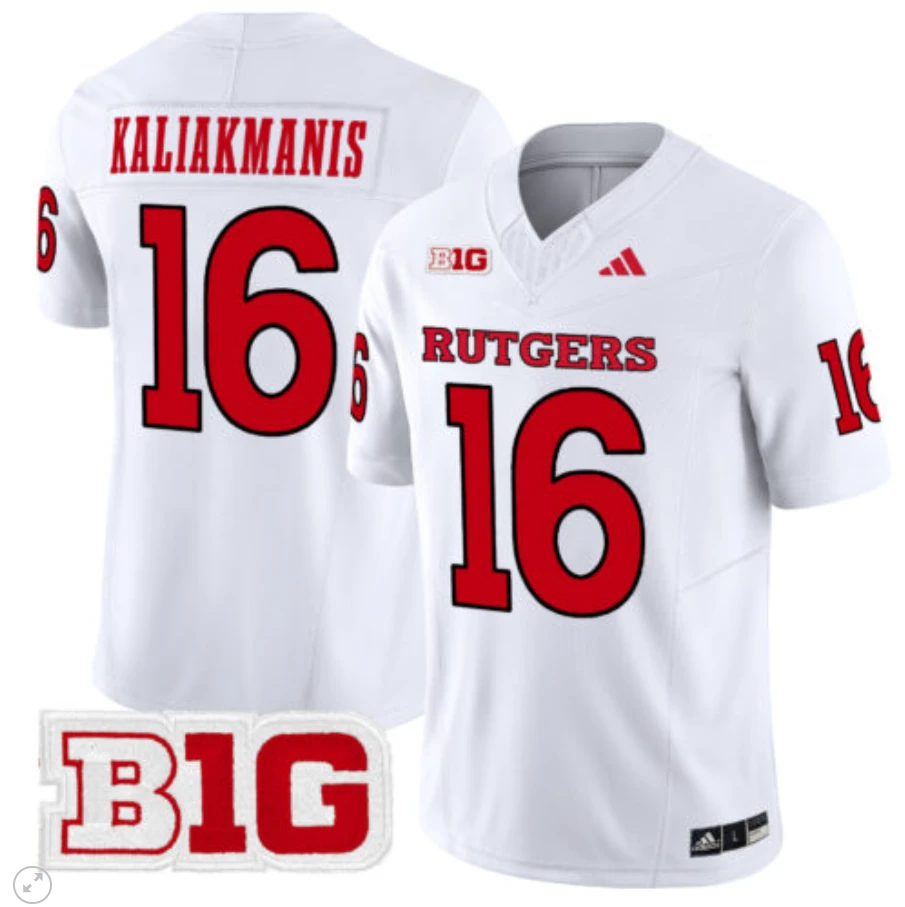 Athan Kaliakmanis Jersey #16 Rutgers Scarlet Knights Vapor Limited Football White by My Store