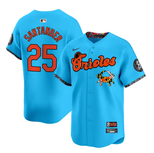 Anthony Santander Jersey #25 Baltimore Orioles Maryland Blue Crab Vapor Stitched Light Blue by My Store