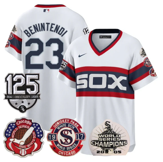 Andrew Benintendi Jersey #23 Chicago White Sox 125th Anniversary World Series Champions White 1983 by My Store