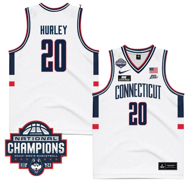 Andrew Hurley Jersey #20 UConn Huskies 2024 NCAA Basketball National Champions White by My store basketball