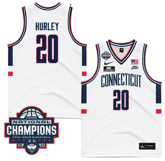 Andrew Hurley Jersey #20 UConn Huskies 2024 NCAA Basketball National Champions White by My store basketball