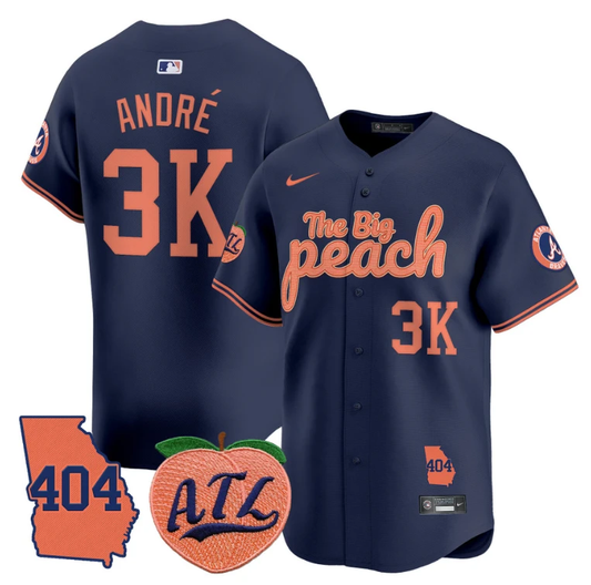 André Jersey #3K Atlanta Braves 404 & The Big Peach Premier Limited Stitched Navy by My Store