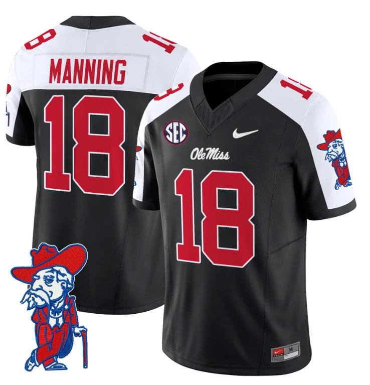 Archie Manning Jersey #18 Ole Miss Rebels Vapor Limited College Football Stitched Black Alternate by My Store