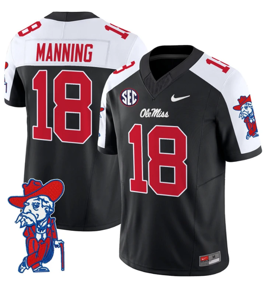 Archie Manning Jersey #18 Ole Miss Rebels Vapor Limited College Football Stitched Black Alternate by My Store
