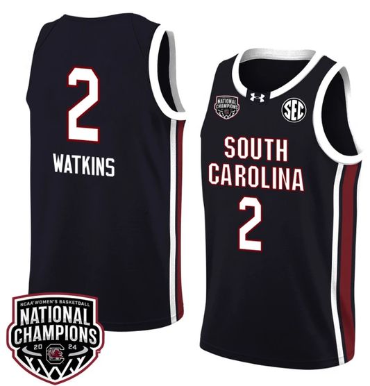 Ashlyn Watkins Jersey #2 South Carolina Gamecocks 2024 NCAA Basketball National Champions Black by My store basketball