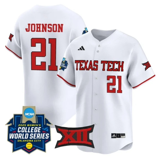 Alana Johnson Jersey #21 Texas Tech Red Raiders Softball 2025 World Series Stitched White by My Store