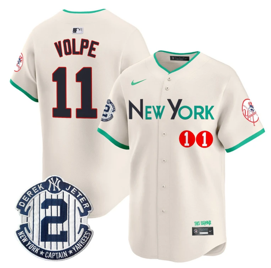 Anthony Volpe Jersey #11 New York Yankees City Connect Vapor Premier Limited Stitched Cream by My Store