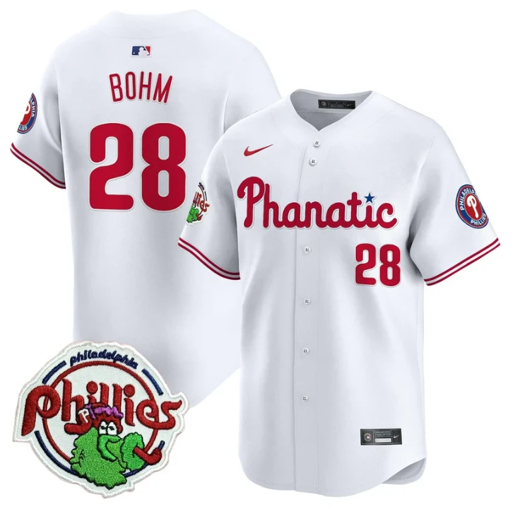 Alec Bohm Jersey #28 Phillies Phanatic Patch Vapor Premier Limited Stitched White by My Store