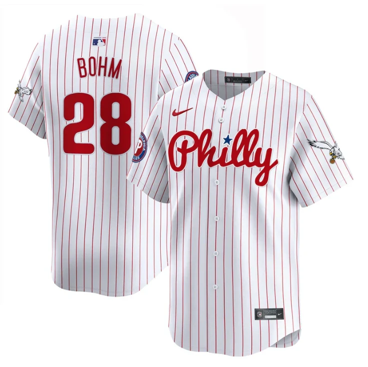 Alec Bohm Jersey #28 Phillies and Eagles Vapor Premier Limited Stitched Pinstripe by My Store