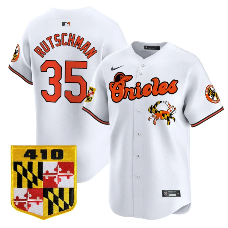 Adley Rutschman Jersey #35 Baltimore Orioles 410 & Chesapeake Crab Patch Limited Stitched White by My Store