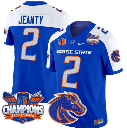 Ashton Jeanty Jersey #2 Boise State Broncos Back To Back Champions Royal Alternate by My Store