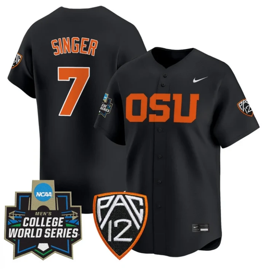 AJ Singer Jersey #7 Oregon State Beavers 2025 World Series Stitched Black by My Store