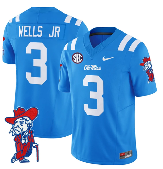 Antwane Wells Jr Jersey #3 Ole Miss Rebels Vapor Limited College Football Stitched Red Alternte by My Store