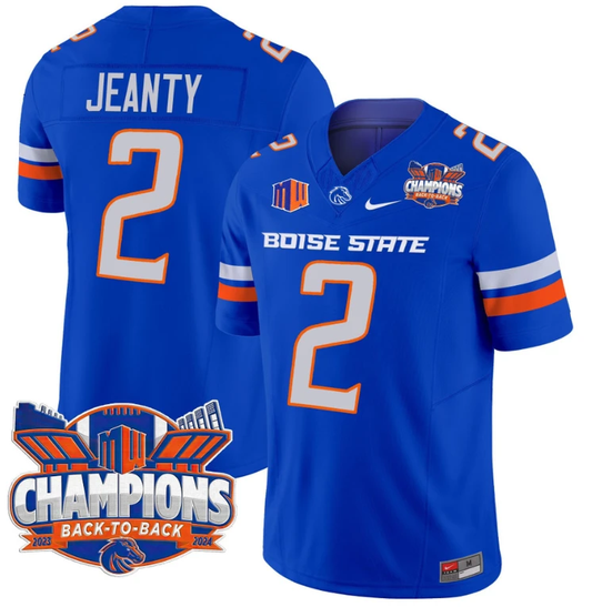 Ashton Jeanty Jersey #2 Boise State Broncos Back To Back Champions Royal by My Store
