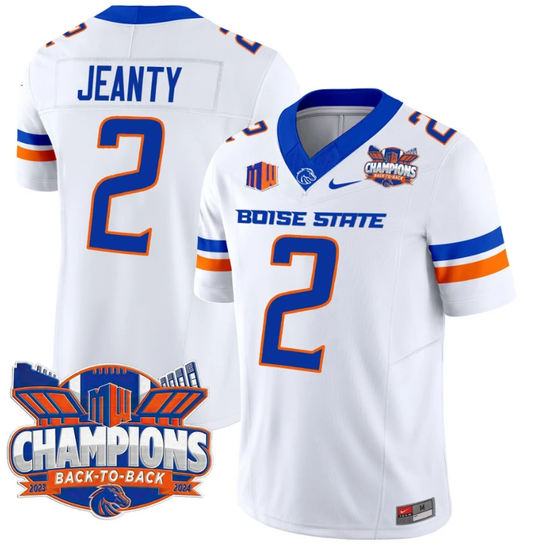 Ashton Jeanty Jersey #2 Boise State Broncos Back To Back Champions White by My Store