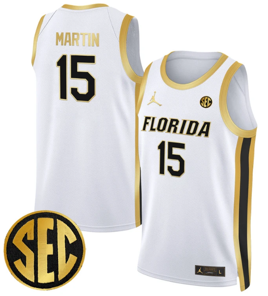 Alijah Martin Jersey #15 Florida Gators Swingman Basketball Stitched White Gold by My store basketball