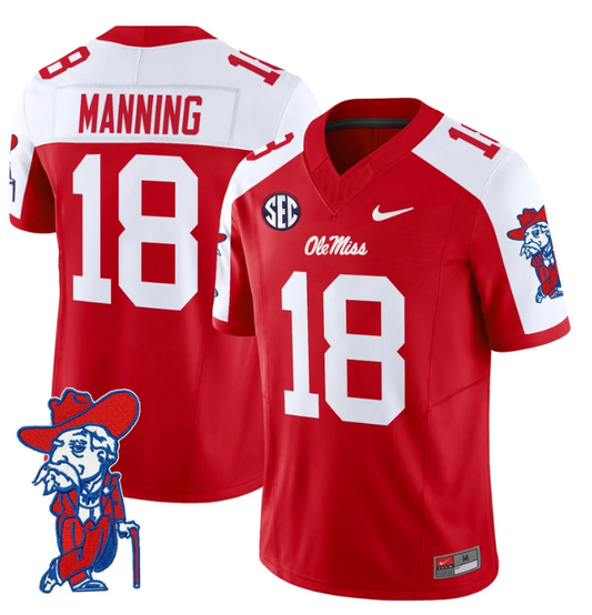 Archie Manning Jersey #18 Ole Miss Rebels Vapor Limited College Football Stitched Red Alternate by My Store