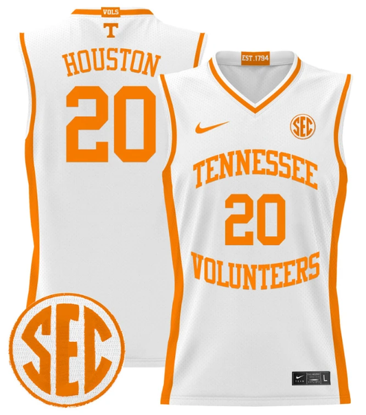 Allan Houston Jersey #20 Tennessee Vols 2024 Lightweight Basketball White by My store basketball