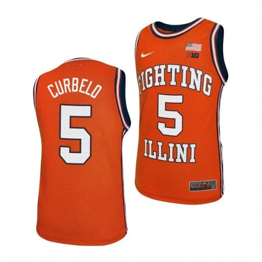 Andre Curbelo Jersey #5 Illinois Fighting Illini College Basketball Replica Jerseys - Orange by My store basketball