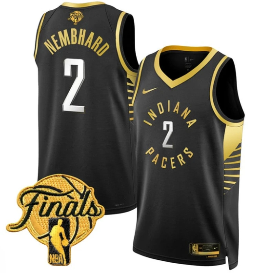 Andrew Nembhard Jersey #2 Indiana Pacers 2025 Finals Swingman Stitched Black Gold by My store basketball