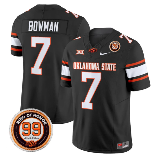 Alan Bowman Jersey #7 Oklahoma State Cowboys Leslie O'neal Patch Vapor Limited College Football Stitched Black by My Store