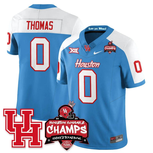 Amare Thomas Jersey #0 Houston Cougar 2025 Texas Bowl Champions Stitched Blue Alternate by NCAA Football Jersey