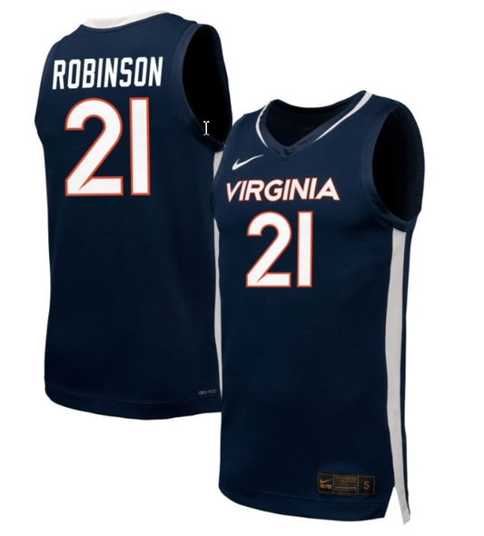 Anthony Robinson Jersey #21 Virginia Cavaliers NIL Basketball Navy by My store basketball