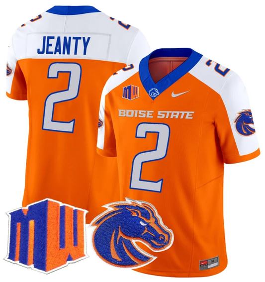Ashton Jeanty Jersey #2 Boise State Broncos Vapor Limited College Football Stitched Orange Alternate by My Store