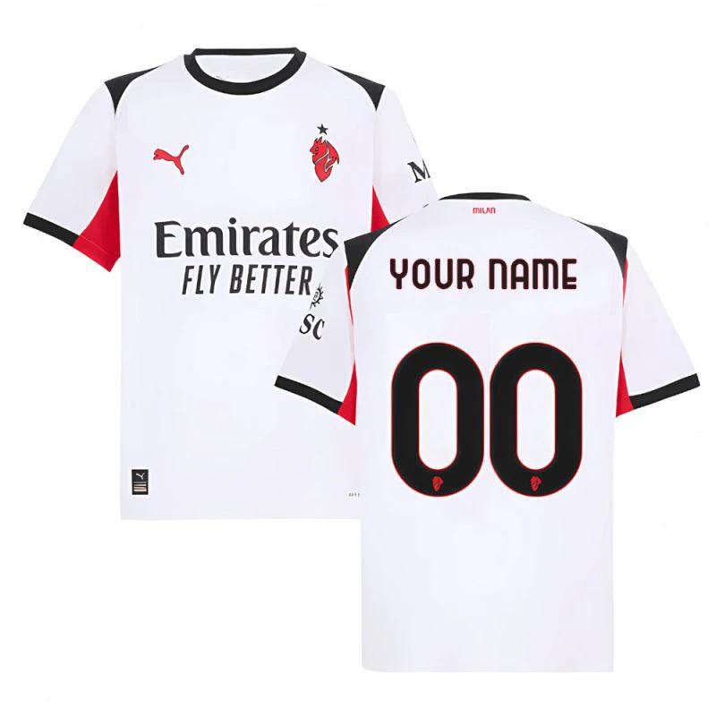 Custom AC Milan 2025-26 Away Match Jersey White by Soccer Jersey